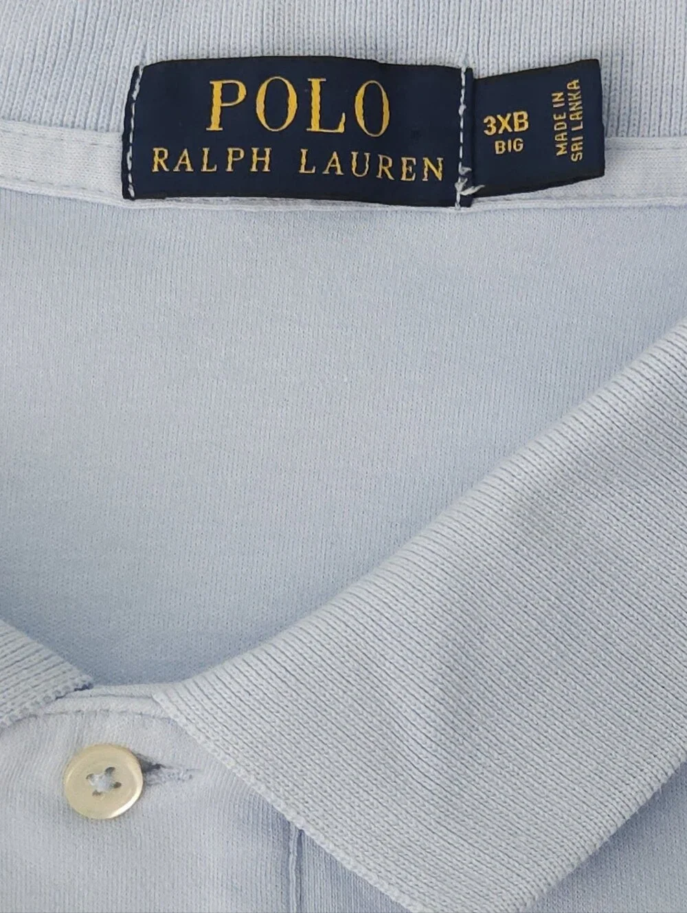 Polo Ralph Lauren Mens 3XB Big Light Blue Pique Polo Shirt Orange Pony Cotton